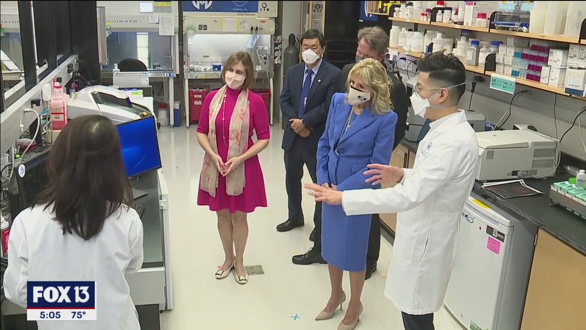 First lady visits Tampa cancer center